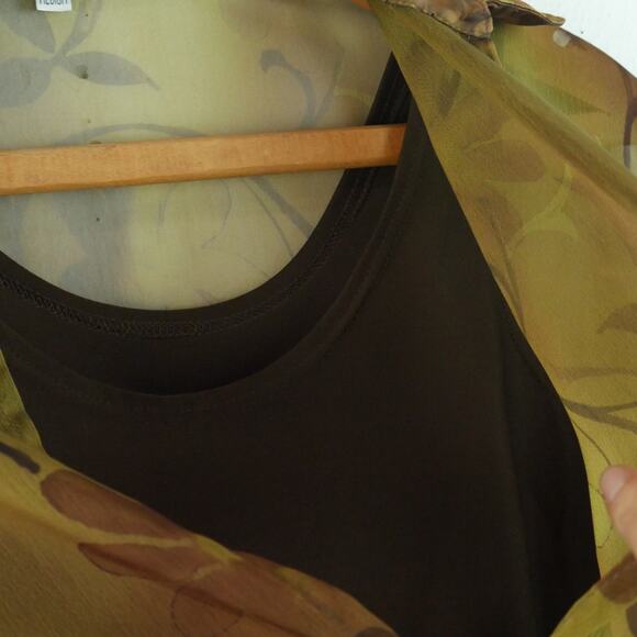 Vintage Cache Bodysuit Small 90s Sheer Chiffon Ethereal Floral Grunge Y2K Top - Picture 5 of 12